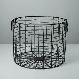 Hearth & Hand Magnolia Large Round Wire Storage Basket with Handles Black